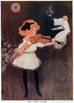 Tights: The Violin Lesson - A girl practises accompanied by Mother