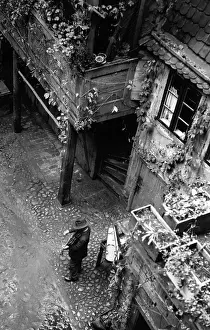 Shortly: Violin player in front of a house in the Petristrasse