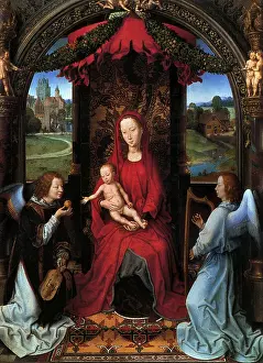 1460s: Virgin and Child Enthroned with an Angel, by Memling