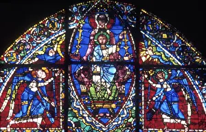 Chartres: Virgin and Child flanked by angels. Chartres Cathedral