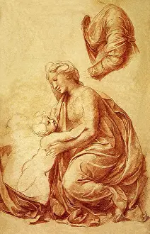 1517: Virgin seated, holding a child, by Raphael