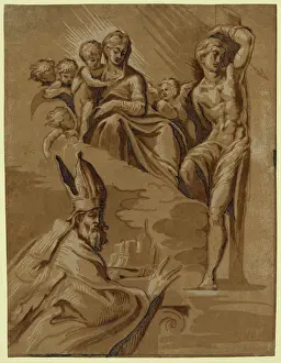 Chiaroscuro: The Virgin, St. Sebastian and a holy bishop