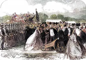 Viscountess: Viscountess Palmerston cuts the first turf 1864