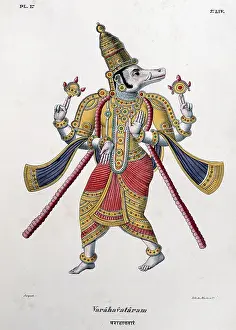 Hindu: Vishnu, one of the gods of the Hindu trinity (trimurti)