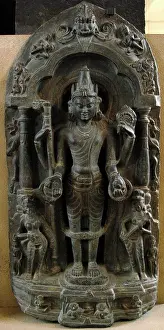 Hindu: Vishnu. Sculpture. 11th century. Benniputti Thana, Bihar, In