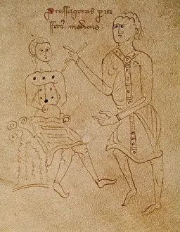 Cientfico: Visiting the patient. 13th c. Detail. Gothic art