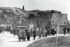 Battlefields: Visitors in front of Fort Vaux, 1934