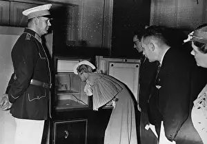 Valuable: Visitors look at the Blue Mauritius, 1937