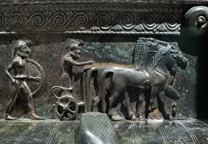 Frieze: Vix vase, Musee du Pays Chatillonnais, Chatillon-sur-Seine, Burgundy, France