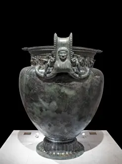 Frieze: Vix vase, Musee du Pays Chatillonnais, Chatillon-sur-Seine, Burgundy, France