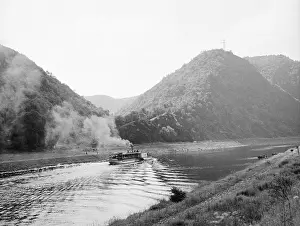 Polluting: Vltava River - boat - smoke - pollution - diesel