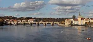 Median: Vltava river and Charles Bridge, Prague, Czech Republic