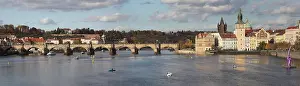 Median: Vltava river and Charles Bridge, Prague, Czech Republic