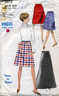 Knee Length: Vogue pattern for ladies skirts, circa 1960s