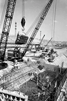 Slabs: Volga Hydroelectric Power Station under construction, 1954