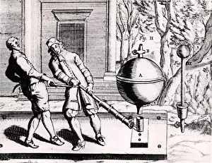 Exhausting: Von Guericke's second air pump, used to exhaust