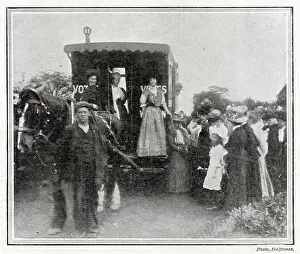 Lecturing: Votes for Women - Suffragists Touring Van 1908