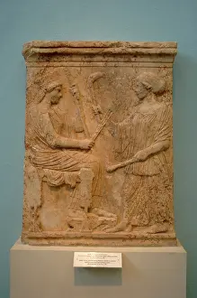Votive: Votive relief representing Demeter and kore. V century B.C