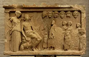 Votive: Votive stele depicting a sacrificial procession to Dionysus