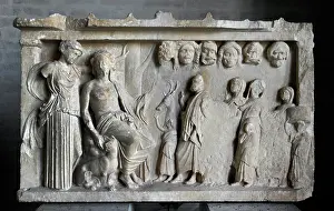 Votive: Votive stele depicting a sacrificial procession to Dionysus