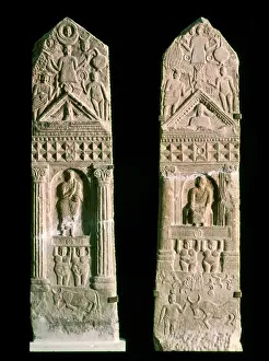 Votive: Votive stele with reliefs containing elements