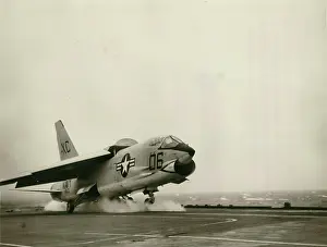 Vought: A Vought F8U-1 Crusader is catapulted off