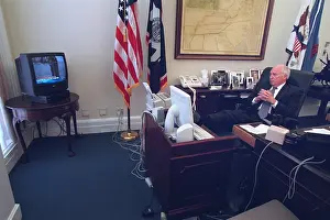 Cheney: VP Dick Cheney watching the burning World Trade