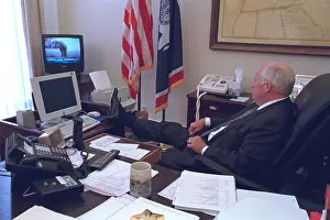 Cheney: VP Dick Cheney watching the burning World Trade