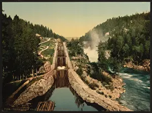 Telemark: Vuangfos (i.e. Vrangfoss) Lock, Bandak Canal, Telemarken (i