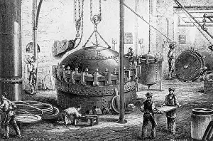 Tire: Vulcanizing rubber in a factory