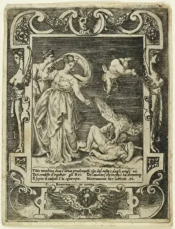 A vulture eating the liver of Tityus