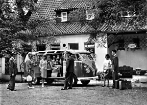 Campervan: A VW Transporter leaving a hotel