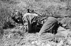 Sleeps: Waffen-SS soldier resting, 1942