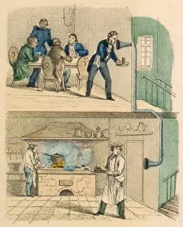 Wurtemberg: Waiter in restaurant speaking to kitchen through