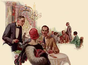 Salad: Waiter Serves Couple