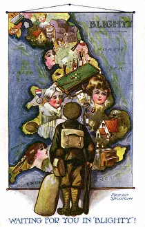 Blighty: Waiting for You in Blighty - WW1 postcard