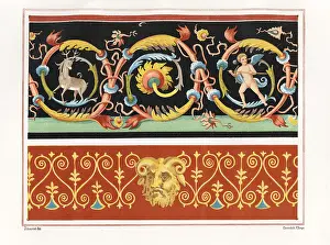 Arabesque: Wall painting of an arabesque with stag and