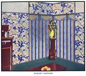 Normand: Wallpaper designs shown in a sample interior