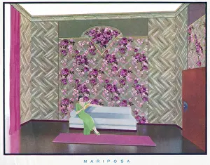 Mariposa: Wallpaper designs shown in a sample interior