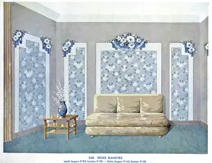 Blanches: Wallpaper designs shown in a sample interior