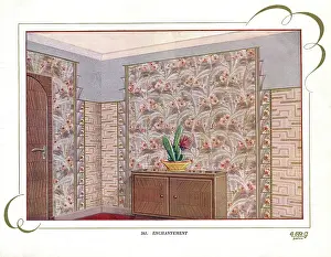 Sideboard: Wallpaper designs shown in a sample interior
