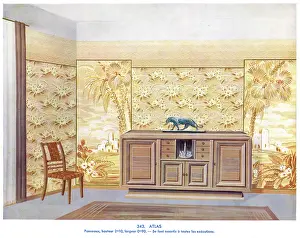 Sideboard: Wallpaper designs shown in a sample interior