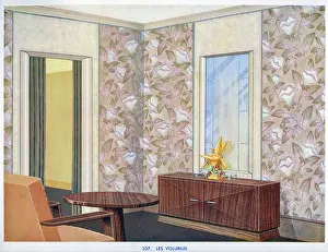 Sideboard: Wallpaper designs shown in a sample interior