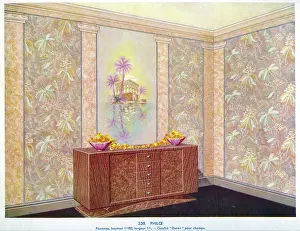 Sideboard: Wallpaper designs shown in a sample interior