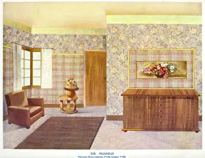 Sideboard: Wallpaper designs shown in a sample interior