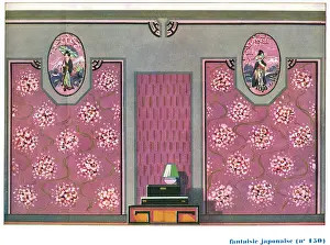 Fantaisie: Wallpaper designs shown in a sample interior
