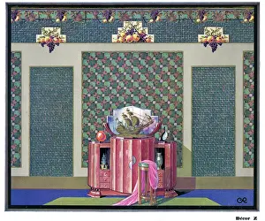 Sideboard: Wallpaper designs shown in a sample interior