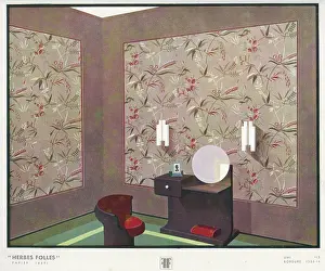 Herbes: Wallpaper designs shown in a sample interior