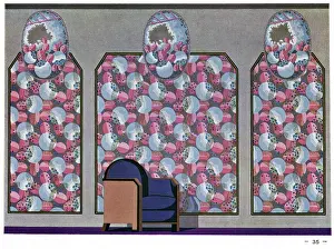 Ovals: Wallpaper designs shown in a sample interior