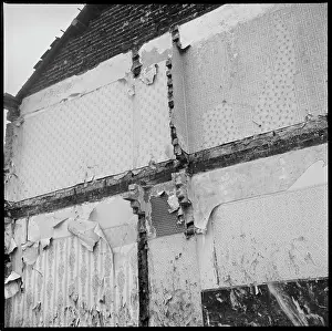 Deste: Detail of wallpaper exposed on a formerly internal